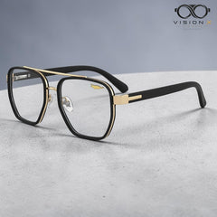 KALEIHEIPAI Black/Gold navigator optical frame for men view 2