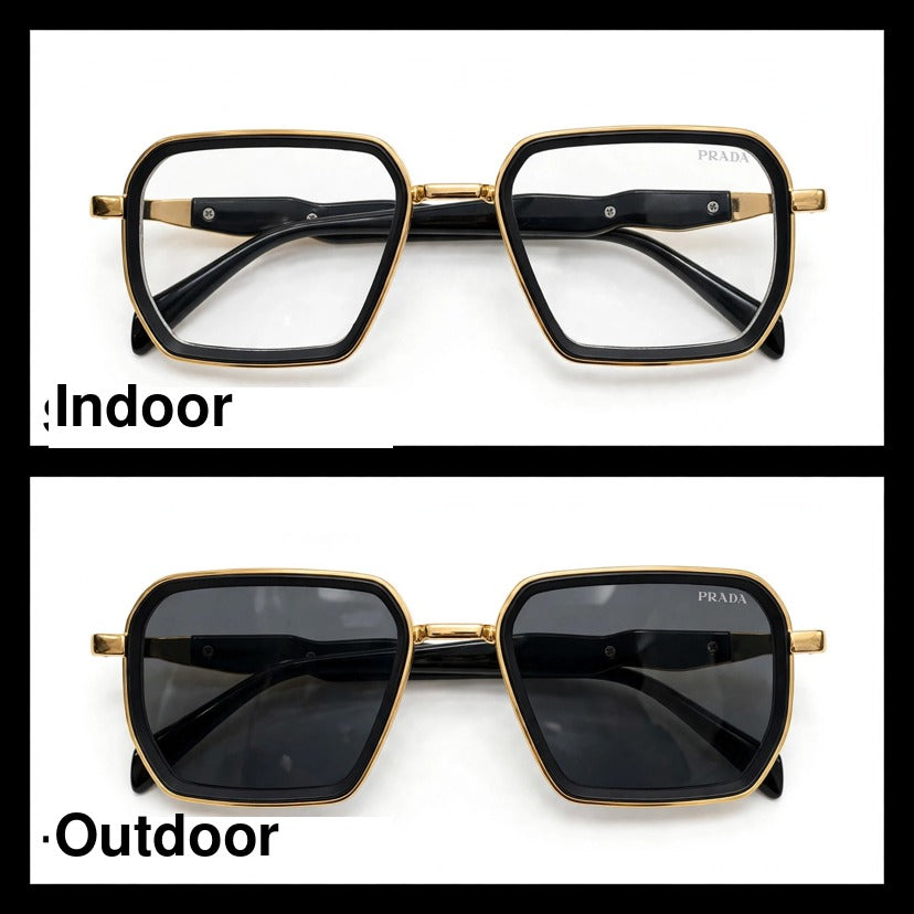 Prada Black/Gold rectangle optical frame for men