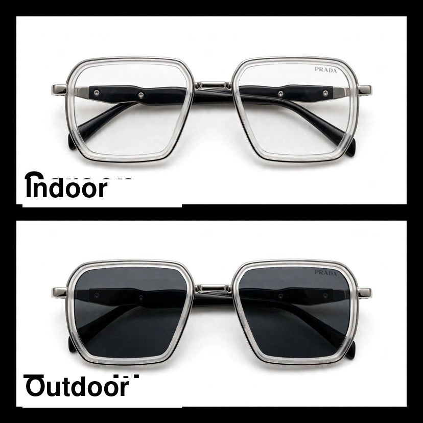 Prada Silver/Grey rectangle optical frame for men