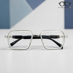 Prada Silver/Grey rectangle optical frame for men view 3