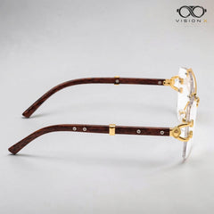 Solar Cheetah Gold/Brown rimless square optical frame for men view 4